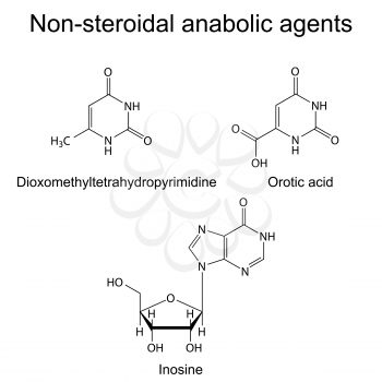 Structures of non-steroidal anabolic compounds, 2d illustration, vector, eps 8
