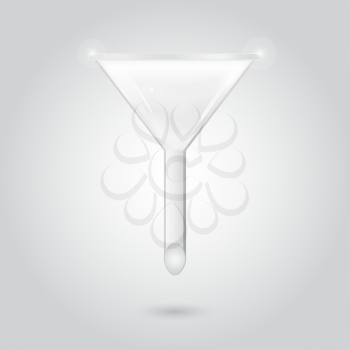 Chemical funnel on gradient background, lab glassware, 3d vector, eps 10