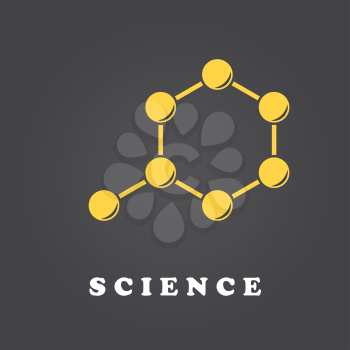 Science molecule logo template on dark gradient backgound, 2d vector, eps 8