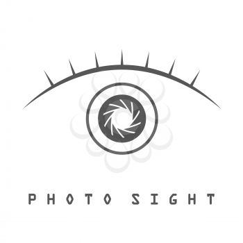 Photo eye with eyelash icon, photosight concept, 2d vector, eps 8