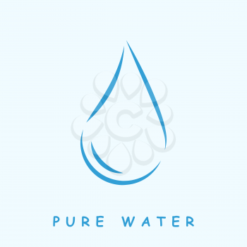 Pure water logo, 2d vector icon on light blue background, eps 8