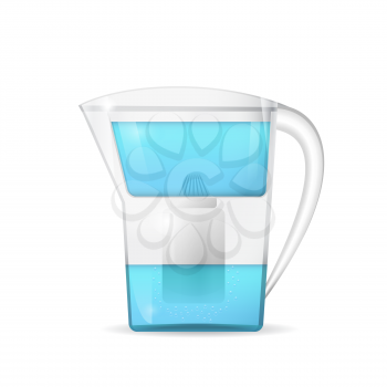Water filtration jug, household equipment, 3d vector, eps 10
