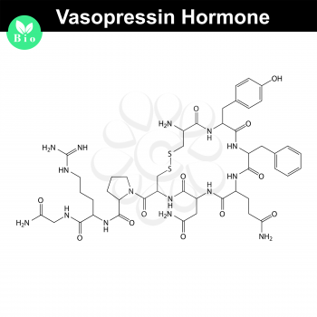 Vasopressin  hormone 2d structural formula, vector model of molecule, eps 8