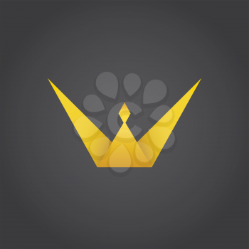 Crown king, w letter logo, 3d vector, eps 8
