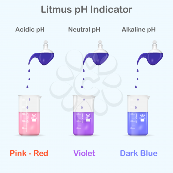 Mesuring of pH with litmus indicator, 3d vector on blue background, eps 10