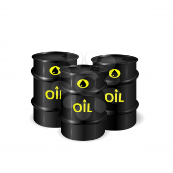 Barrels of oil illustration, 3d vector object of oil resources, isolated on white background, eps 10