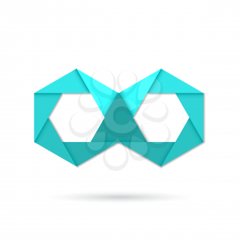 Hexagon infinity logo symbol, paper origami style vector icon, eps 10