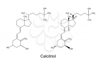 Structural chemical formulas of calcitriol, 2D illustration, vector, isolated on white background