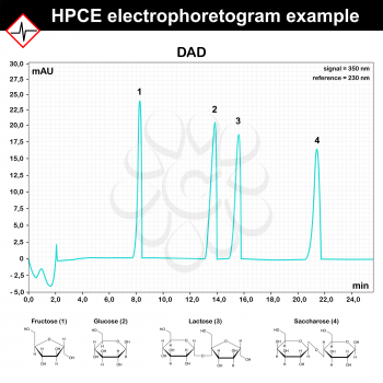 HPCE - high performance capillary electrophoresis electrophoretogram example, 2d scientific vector, eps 8