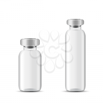 Blank glass medical bottle, 3d realistic vector lab equipment, eps 10