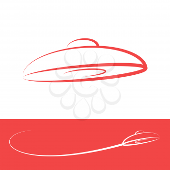 Ufo logo template, alien invasion concept, 2d vector sign, eps 8