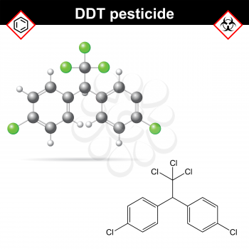 DDT molecules, 2d and 3d illustrations, vector on white background, eps 8