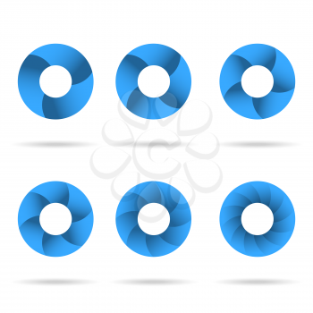 Circles segmented into parts set, 2d vector icons isolated on white background, eps 10