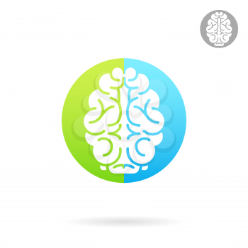 Brain medical icon on colored round plate, 2d vector icon, medical logo illustration, eps 10