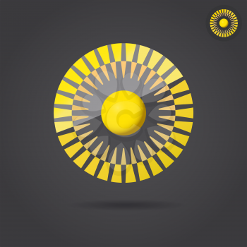 Abstract golden circle, connection icon, 2d vector illustration on dark background, eps 10