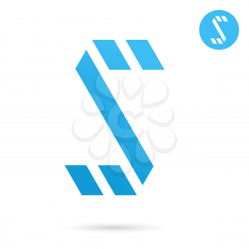 S letter icon, ribbon shape, 2d vector logo on white background, eps 10