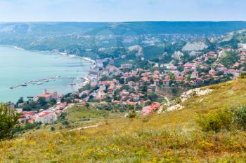 Balchik resort town cityscape, coast of Black Sea, Bulgaria
