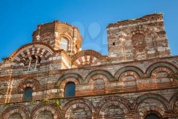 Ruined Church of Christ Pantokrator, in old historical Nesebar town, Bulgaria. Black sea coast