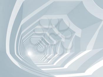 Abstract blue digital background, empty tunnel perspective, 3d render illustration