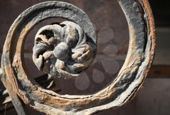 Forged fence decorative element, flower in spiral, St-Petersburg, Russia