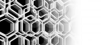Abstract honeycomb background with copy space area, 3d render illustration