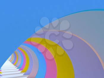 Abstract colorful tunnel with perspective. 3d illustration