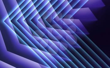 Abstract blue cg background, geometric pattern of corners. 3d illustration