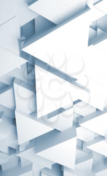 Abstract vertical digital background with triangular blocks pattern on wall, 3d render illustration
