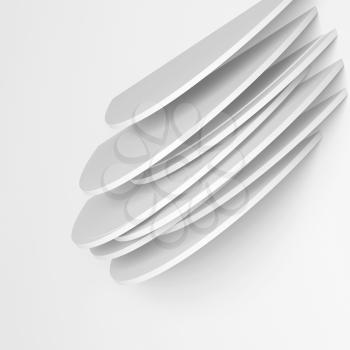White wall installation, minimal architecture template, 3d render illustration