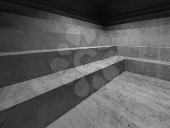 Abstract dark concrete interior background with staircase podium, 3d rendering illustration