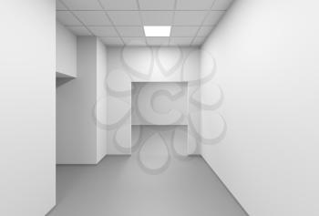 White empty corridor, modern office interior background, 3d rendering illustration