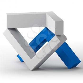 Abstract equilibrium still life installation with corners standing on white background. 3d rendering illustration