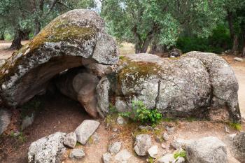 Stones formation of Filitosa, megalithic site in southern Corsica island, France