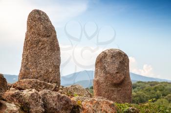 Filitosa stone statues, megalithic site in southern Corsica, France