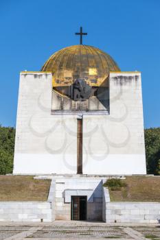 Ruse, Bulgaria - September 29, 2014: Facade of Pantheon of National Revival Heroes. Bulgarian national monument and an ossuary, located in the city of Rousse