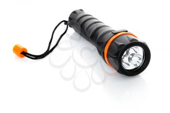 Portable waterproof flashlight isolated on white