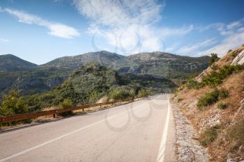 Rural mountain asphalt highway perspective in Montenegro