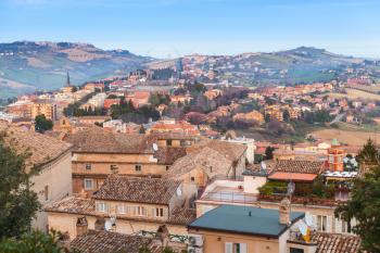 Panorama of small Italian town. Province of Fermo, Italy