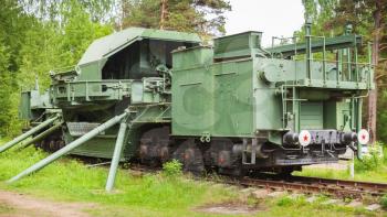 TM-1-180 Railway Gun. Soviet historical military monument in Krasnaya Gorka fort