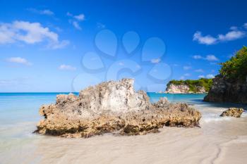 Rocks on Macao Beach, coastal landscape of Dominican Republic, Hispaniola Island