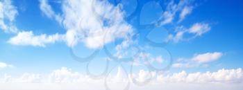 Clouds in blue sky, panoramic background texture
