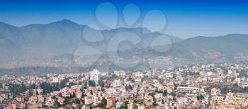 Panorama view to Kathmandu city from Swayambhunath temple