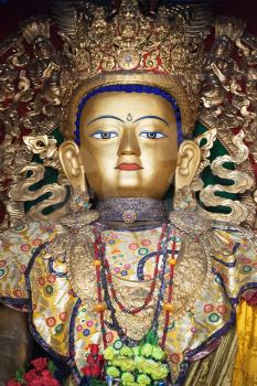 Golden Buddha statue in Swayambhunath temple, Kathmandu, Nepal