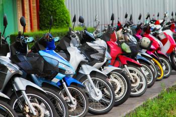 Many motobikes on the parking, Thailand