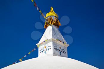 Boudhanath stupa is one of the holiest Buddhist sites in Kathmandu, Nepal.