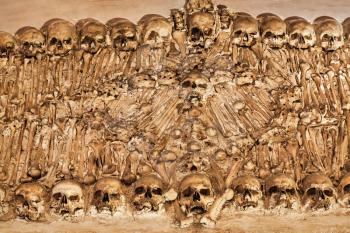 The Chapel of Bones (Capela dos Ossos) is one of the best known monuments in Evora, Portugal
