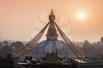 Boudhanath is a buddhist stupa in Kathmandu, Nepal