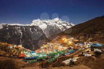 Namche Bazaar aerial view, Everest trek, Himalaya, Nepal