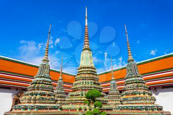 Phra Chedi Rai in Wat Pho Buddhist temple complex in Bangkok, Thailand