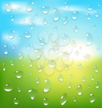 Abstract spring background with sunrise grass and drops